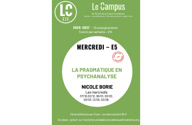 E5 - LA PRAGMATIQUE EN PSYCHANALYSE